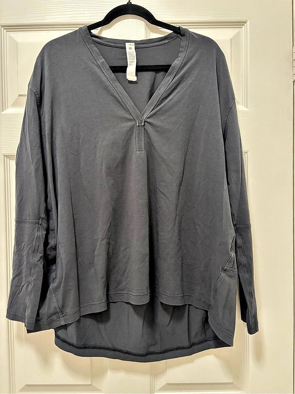 Lululemon Back In Action V-Neck Long-Sleeve Shirt Gray